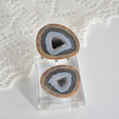 Large Blue Zhanguo Agate Geodes with Customised stand #1