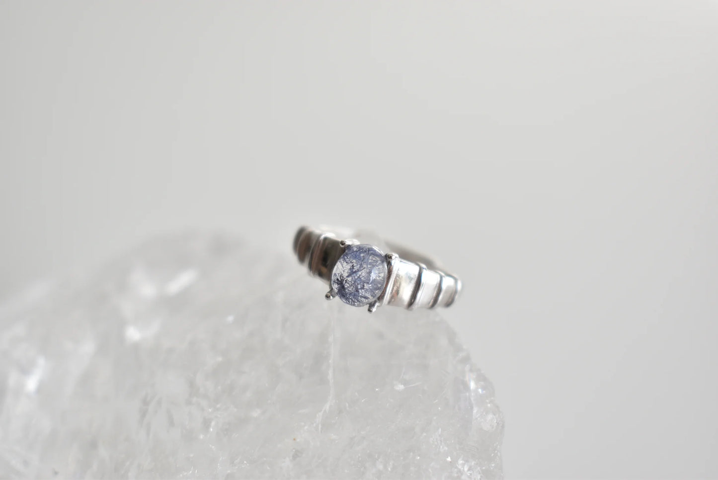 Dumortierite Sterling Silver Ring Adjustable