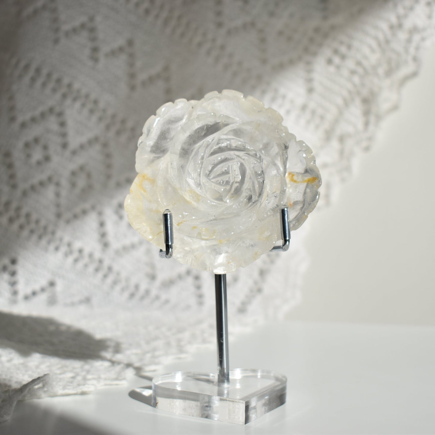 Clear Quartz Flower on Stand
