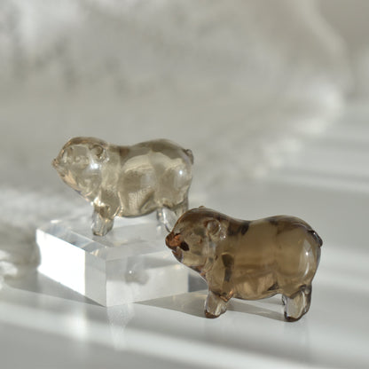 Smoky Quartz Hand Carved Pig