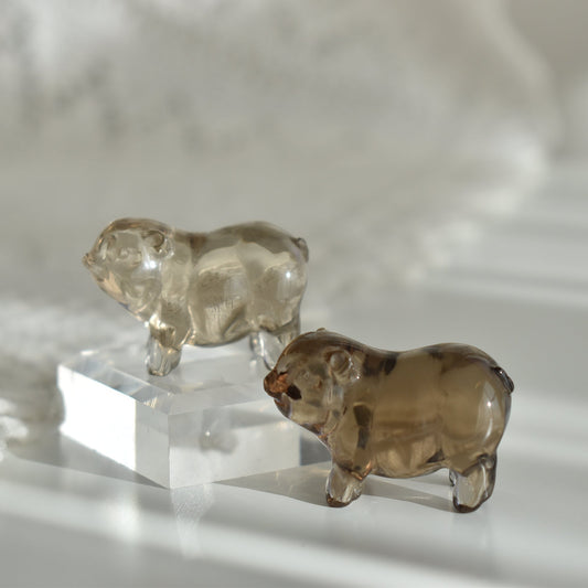 Smoky Quartz Hand Carved Pig