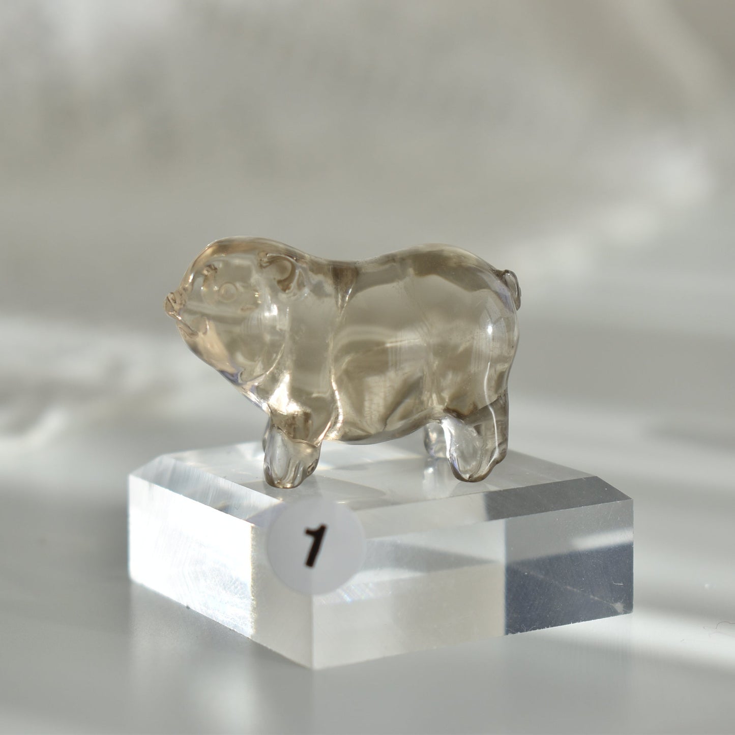 Smoky Quartz Hand Carved Pig