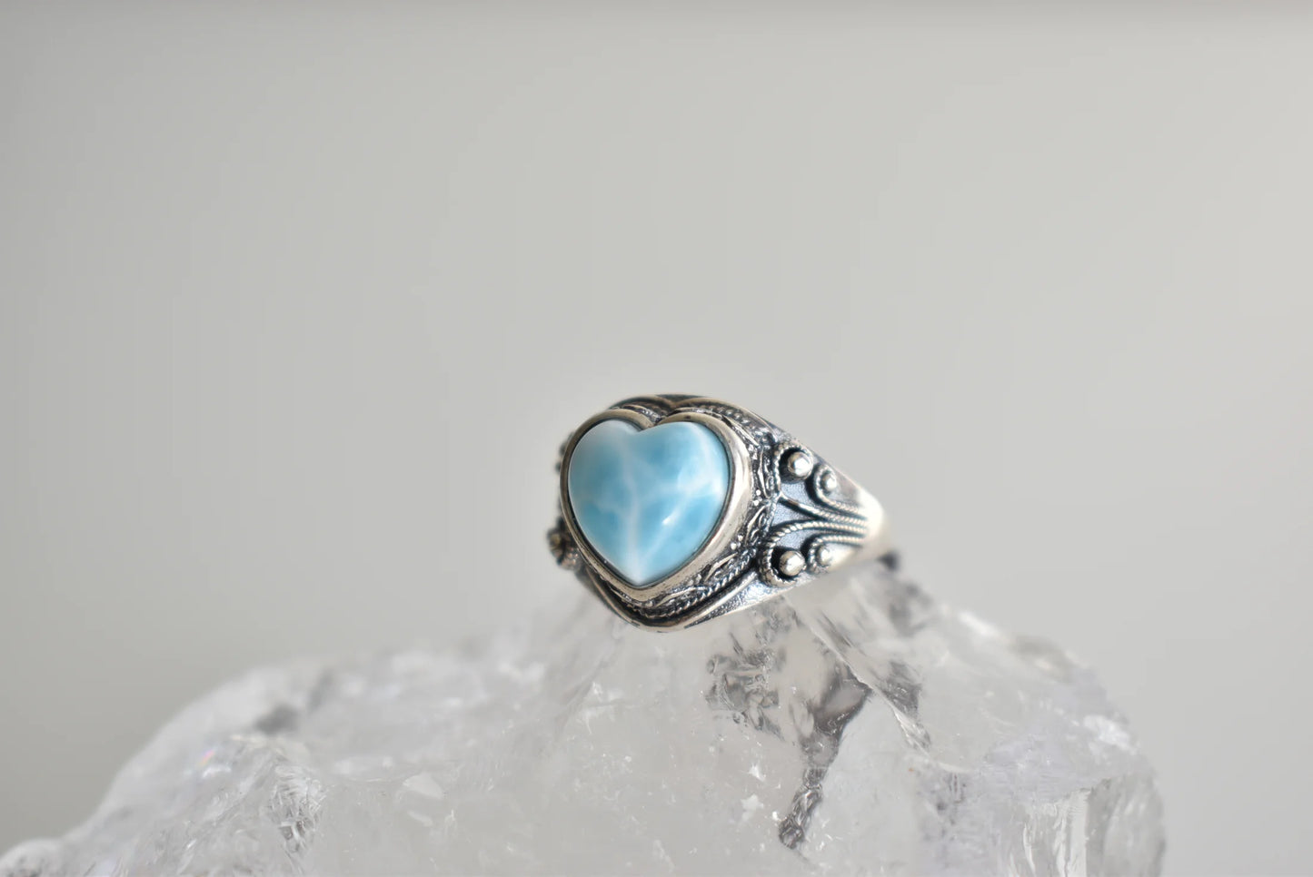 Larimar Sterling Silver Ring Adjustable