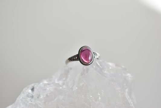 Garnet Sterling Sliver Ring Adjustable