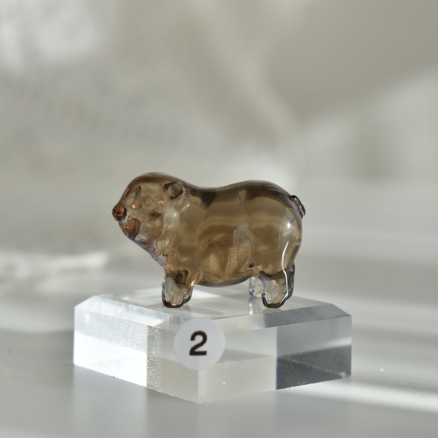 Smoky Quartz Hand Carved Pig