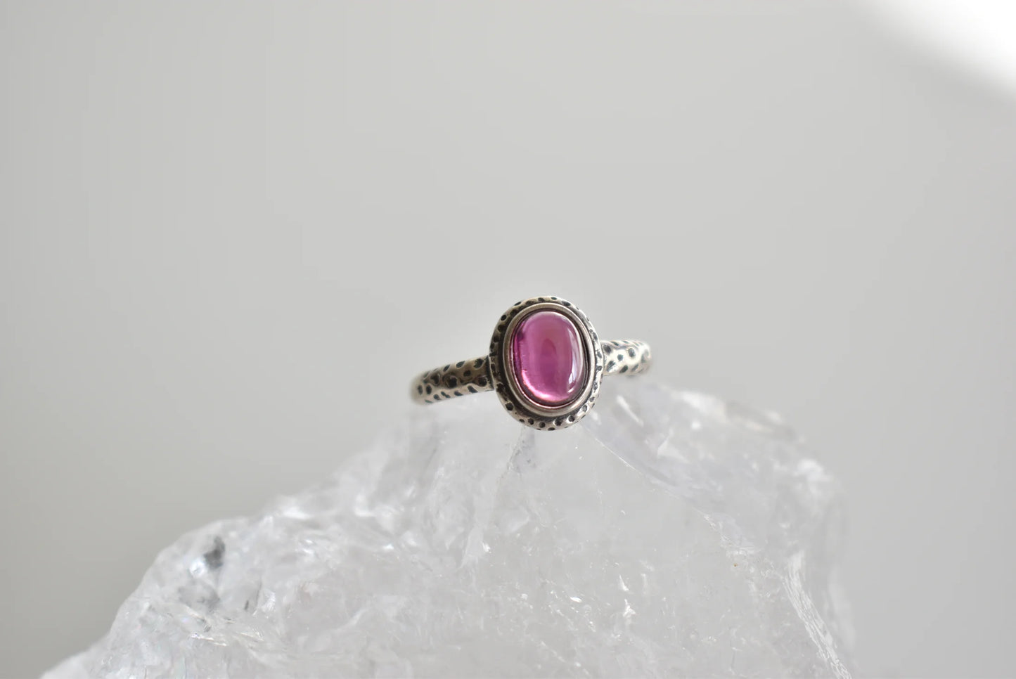 Garnet Sterling Sliver Ring Adjustable