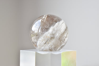 Rare HG White Lodolite with Black Tourmaline sphere 40mm (video)