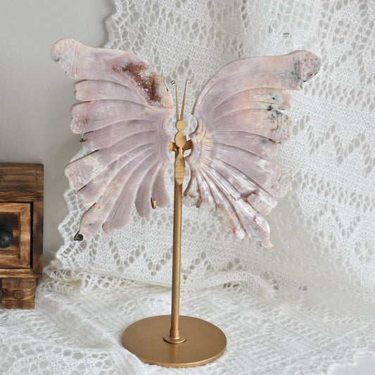 Pink Amethyst Butterfly  on Stand (Large)