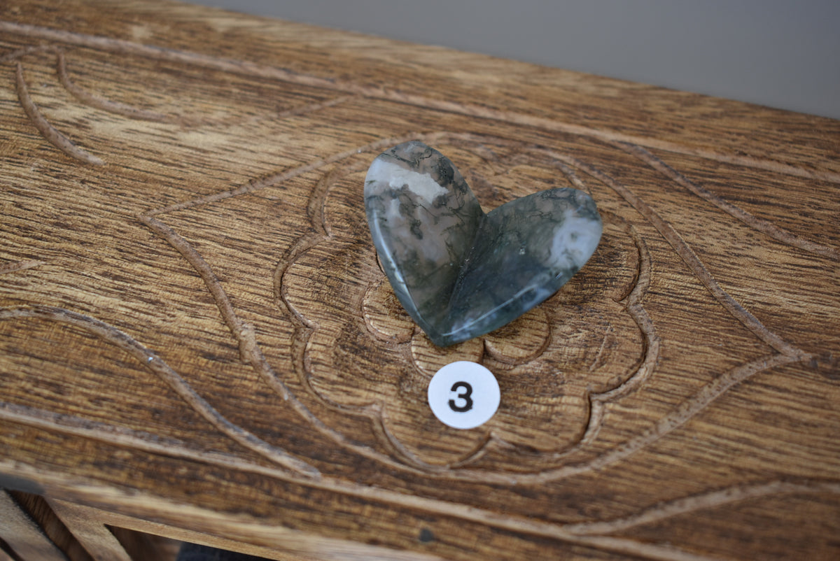Moss Agate Small Heart