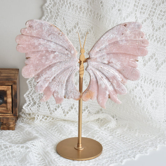 Pink Amethyst Butterfly on Stand (Large)