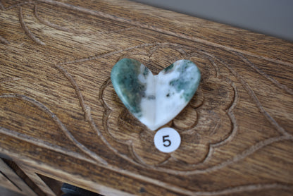 Moss Agate Small Heart