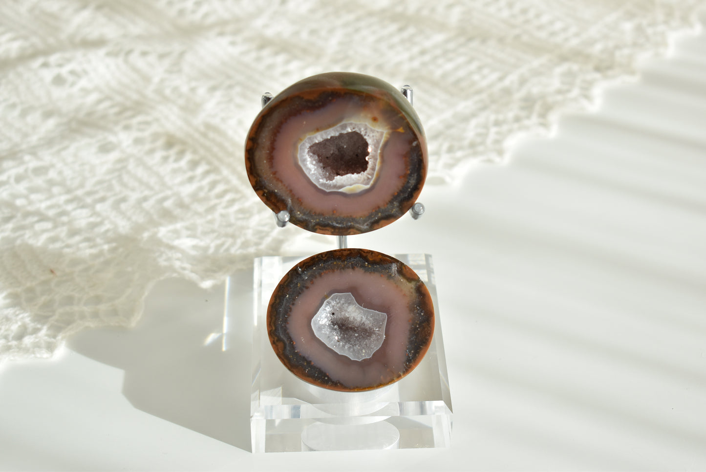Large Zhanguo Agate Geodes with Customised stand #0