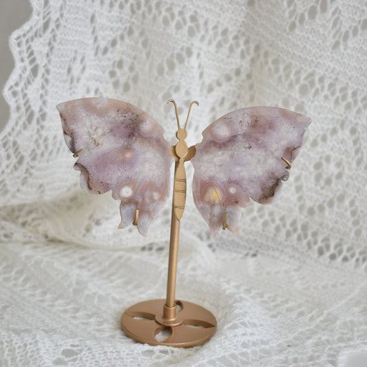Amethyst Flower Agate Butterfly on Stand
