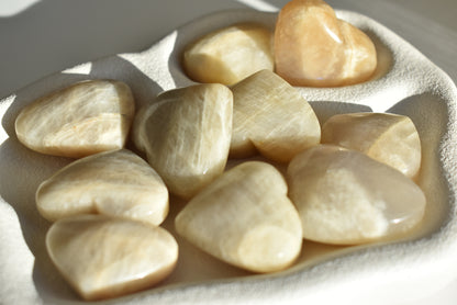 Moonstone heart with blue flash