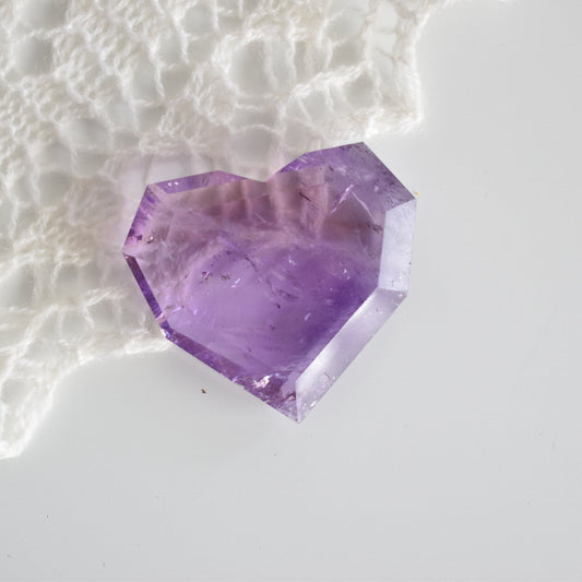High Grade Self Standing Amethyst Facet Heart