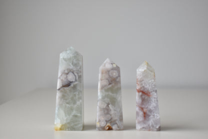 Natural Green Druzy Flower Agate Point