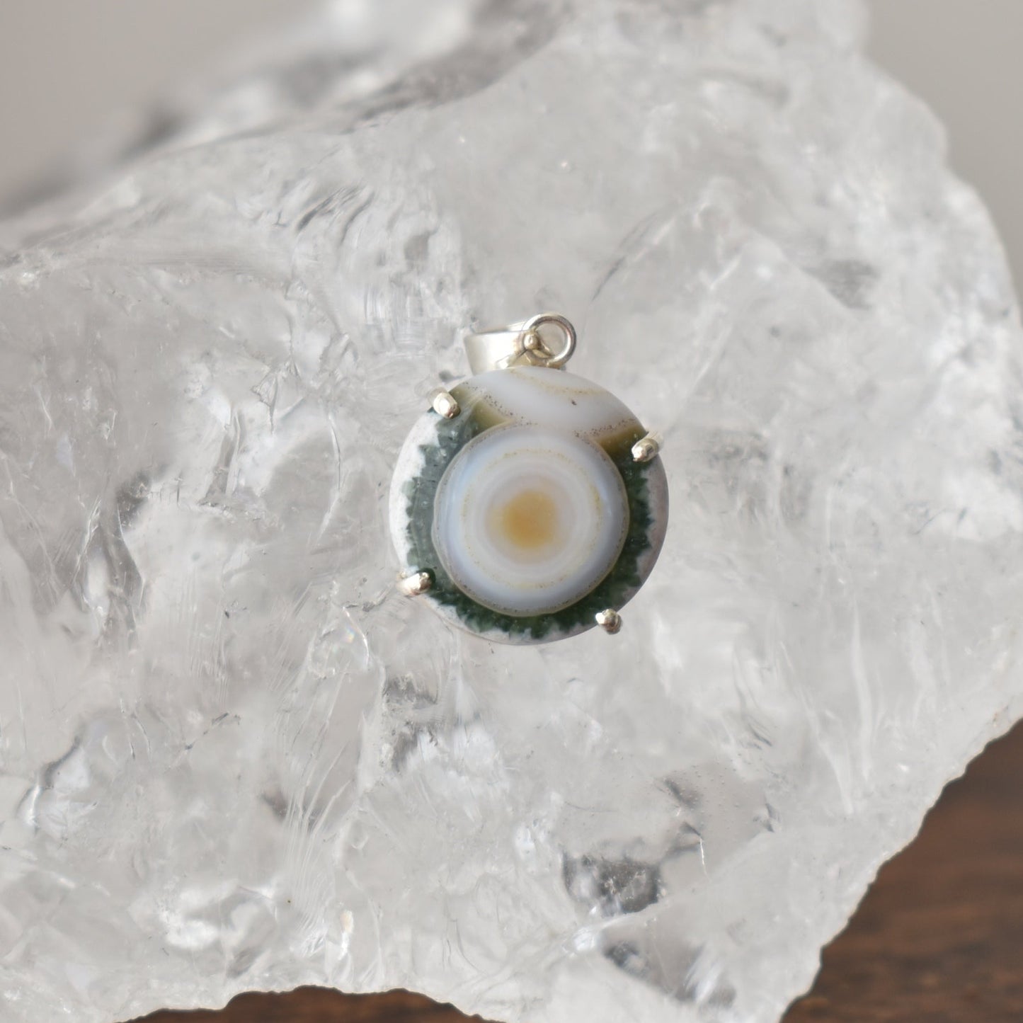 Orbicular Ocean Jasper Sterling Sliver Small Pendant