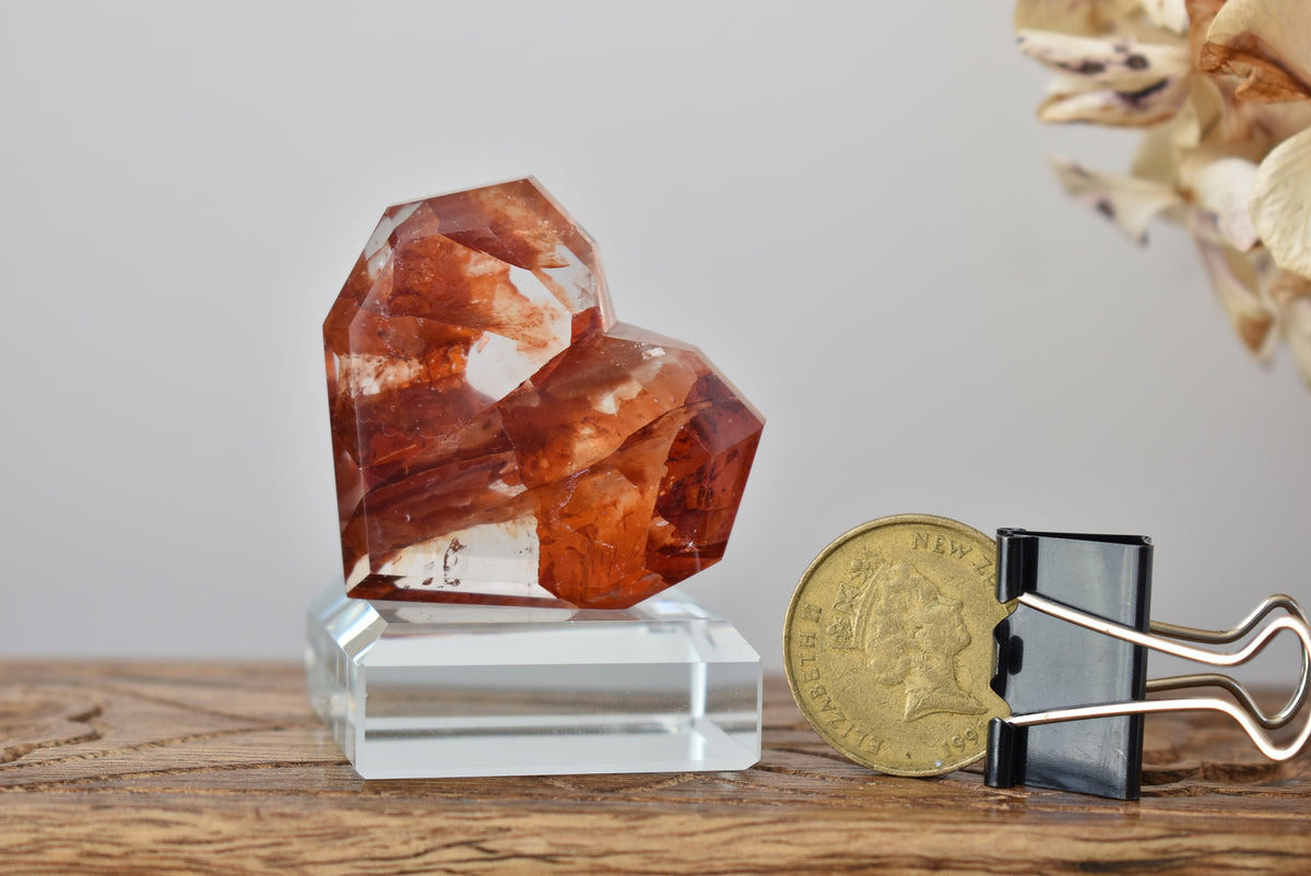 Fire (Hematoid) Quartz Facet Heart #3