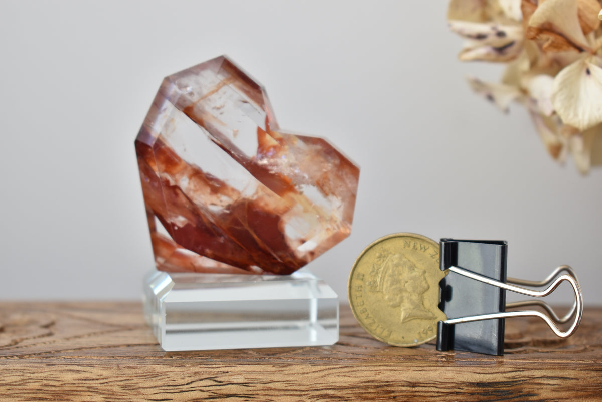 Fire (Hematoid) Quartz Facet Heart #2