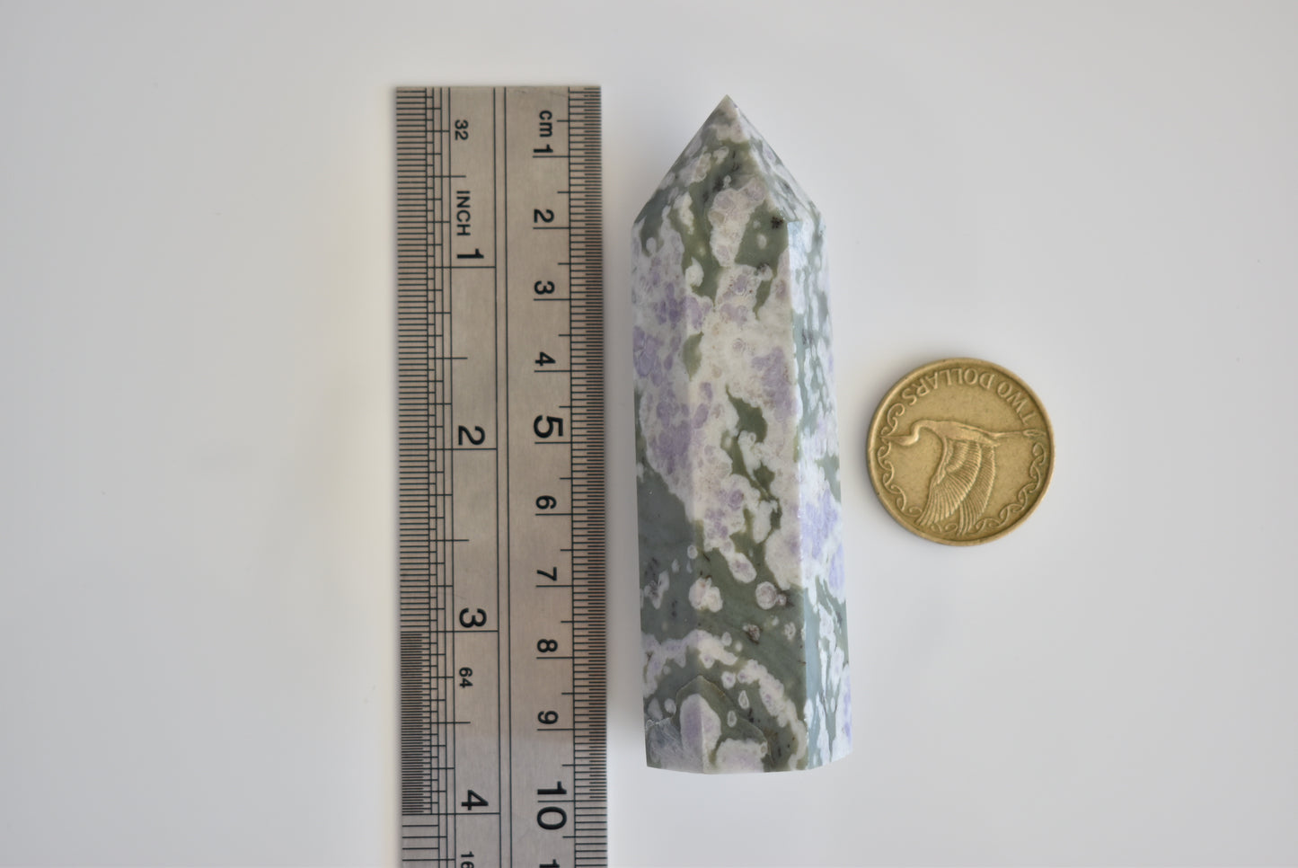 Purple Green Sodalite Point 110g