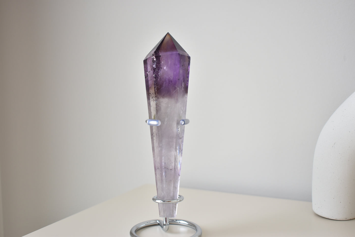 HG Hollandite Amethyst Wand with Stand