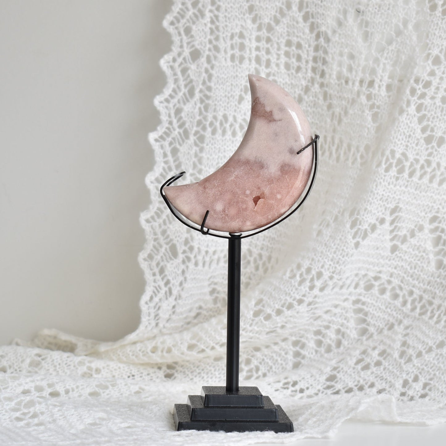 Pink Amethyst Moon on Stand #2