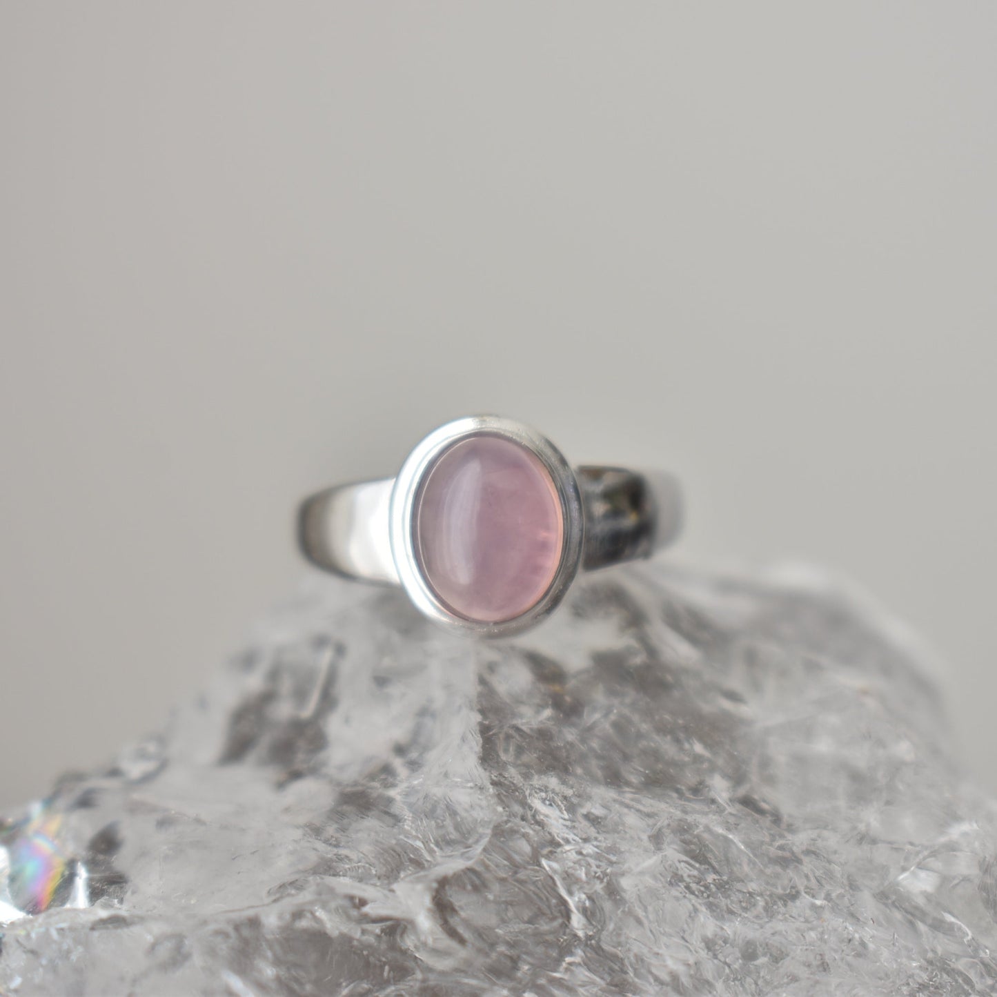 Asterism Rose Quartz Sterling Sliver Ring Adjustable