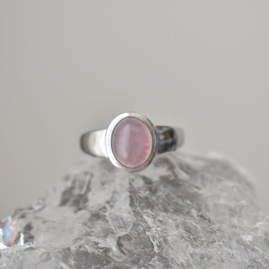 Asterism Rose Quartz Sterling Sliver Ring Adjustable