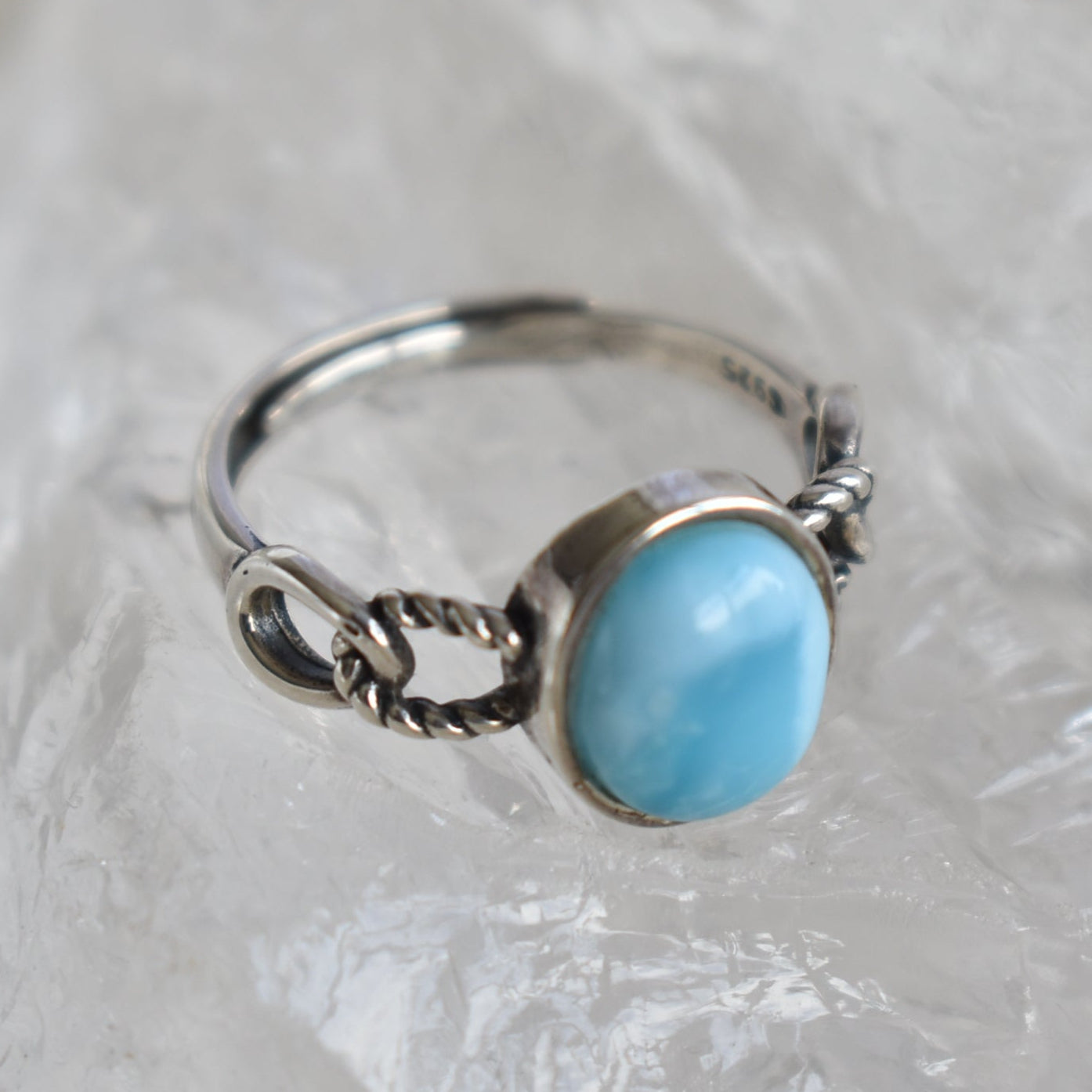 Larimar Ring sterling sliver Adjustable (video)
