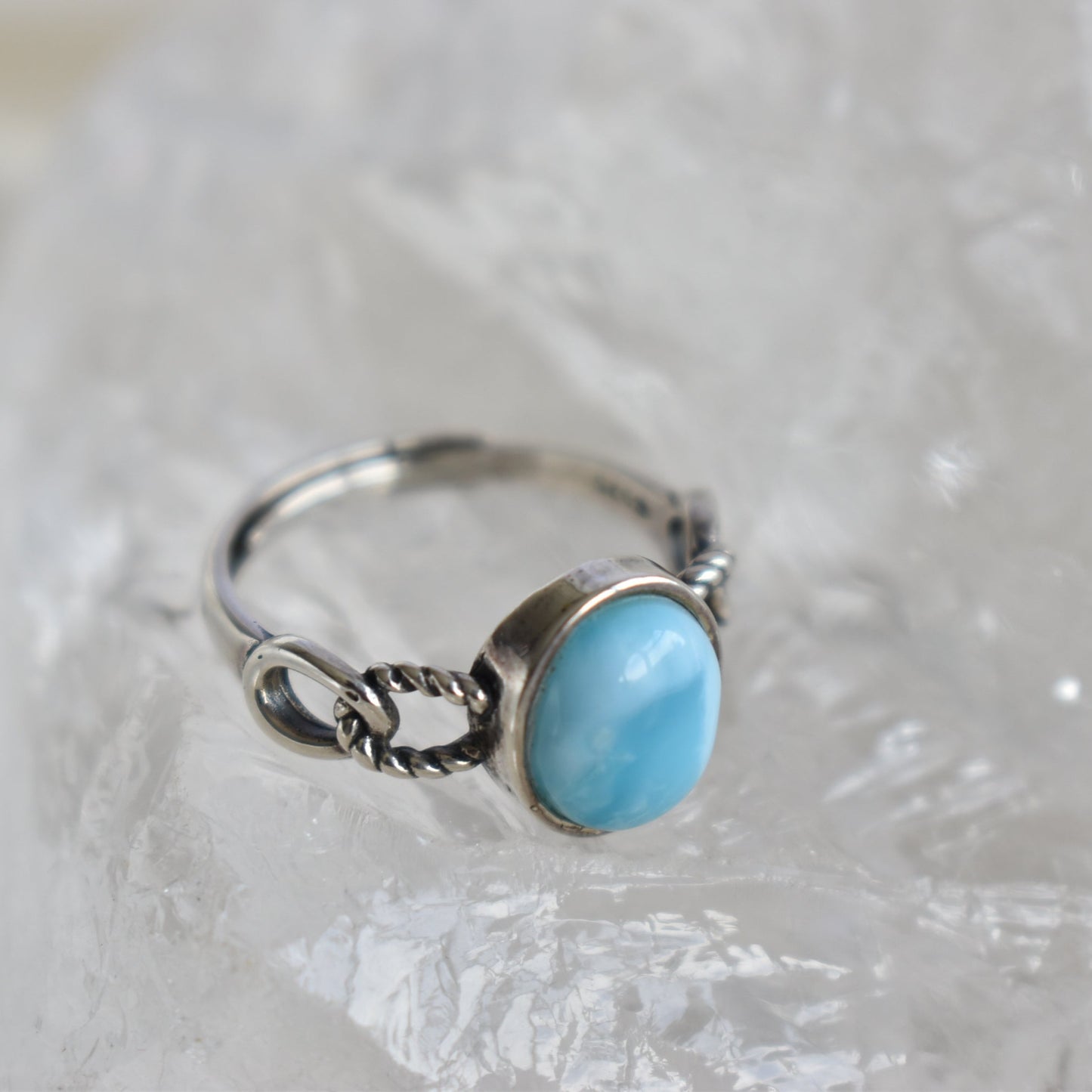 Larimar Ring sterling sliver Adjustable (video)