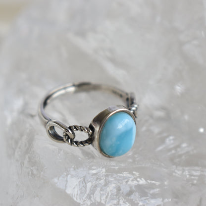 Larimar Ring sterling sliver Adjustable (video)