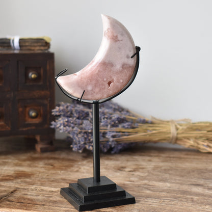 Pink Amethyst Moon on Stand #2