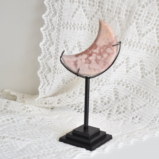 Pink Amethyst Moon on Stand #1