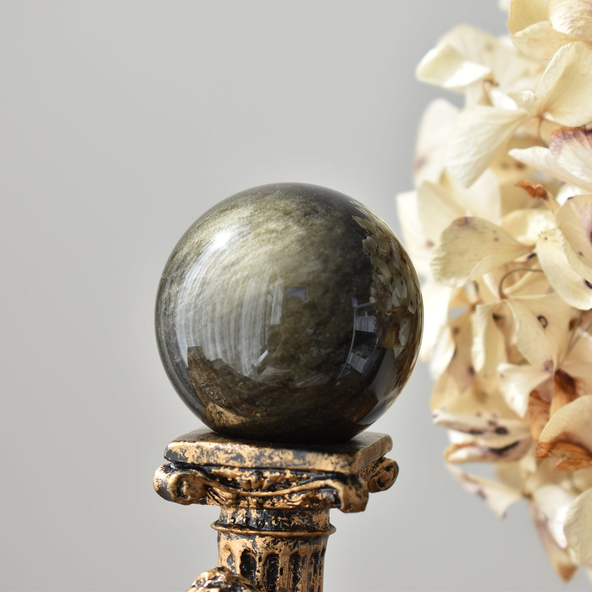 Golden Sheen Obsidian Sphere #2