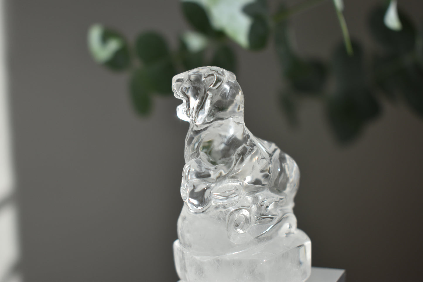Hand Carved Clear Quartz Tiger High Grade
