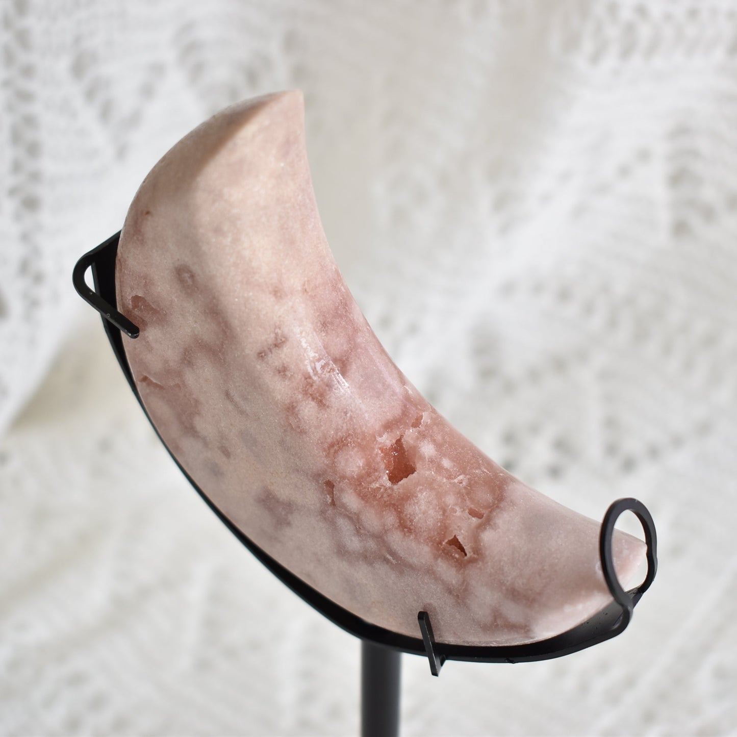 Pink Amethyst Moon on Stand #1