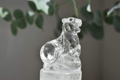 Hand Carved Clear Quartz Tiger High Grade
