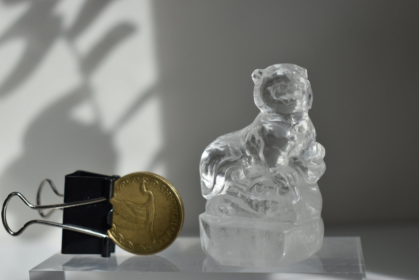 Hand Carved Clear Quartz Tiger High Grade