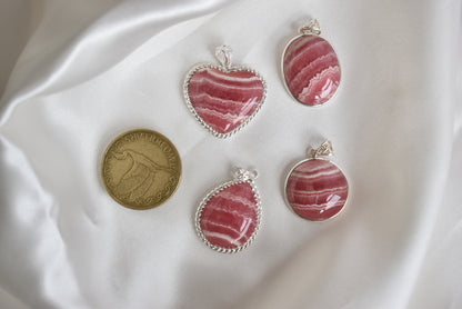 HG Rhodochrosite Sterling Sliver Pendant (Video)