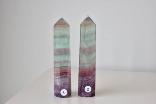Green Banded Fluorite Point
