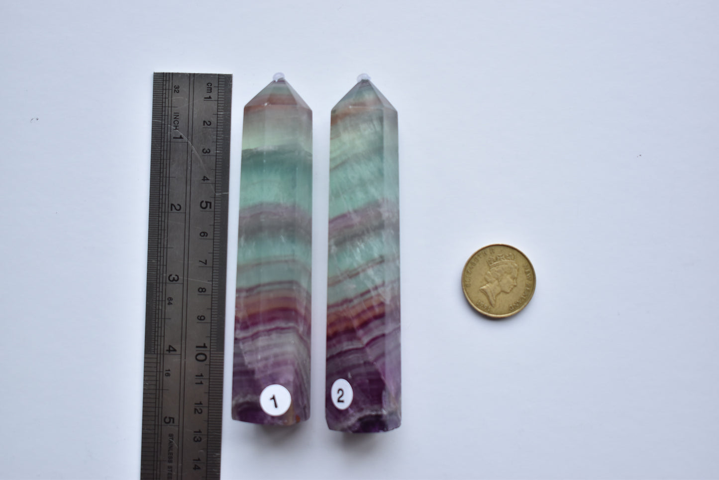 Green Banded Fluorite Point