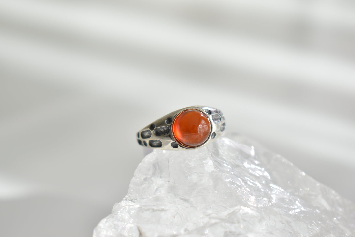 Garnet Sterling Sliver Ring Adjustable