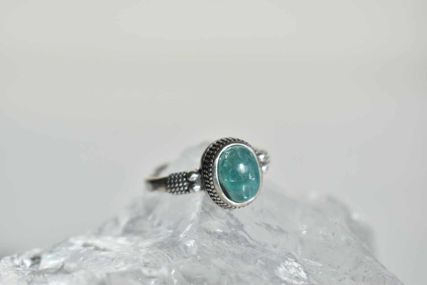 Emerald Lepidolite Sterling Sliver Ring