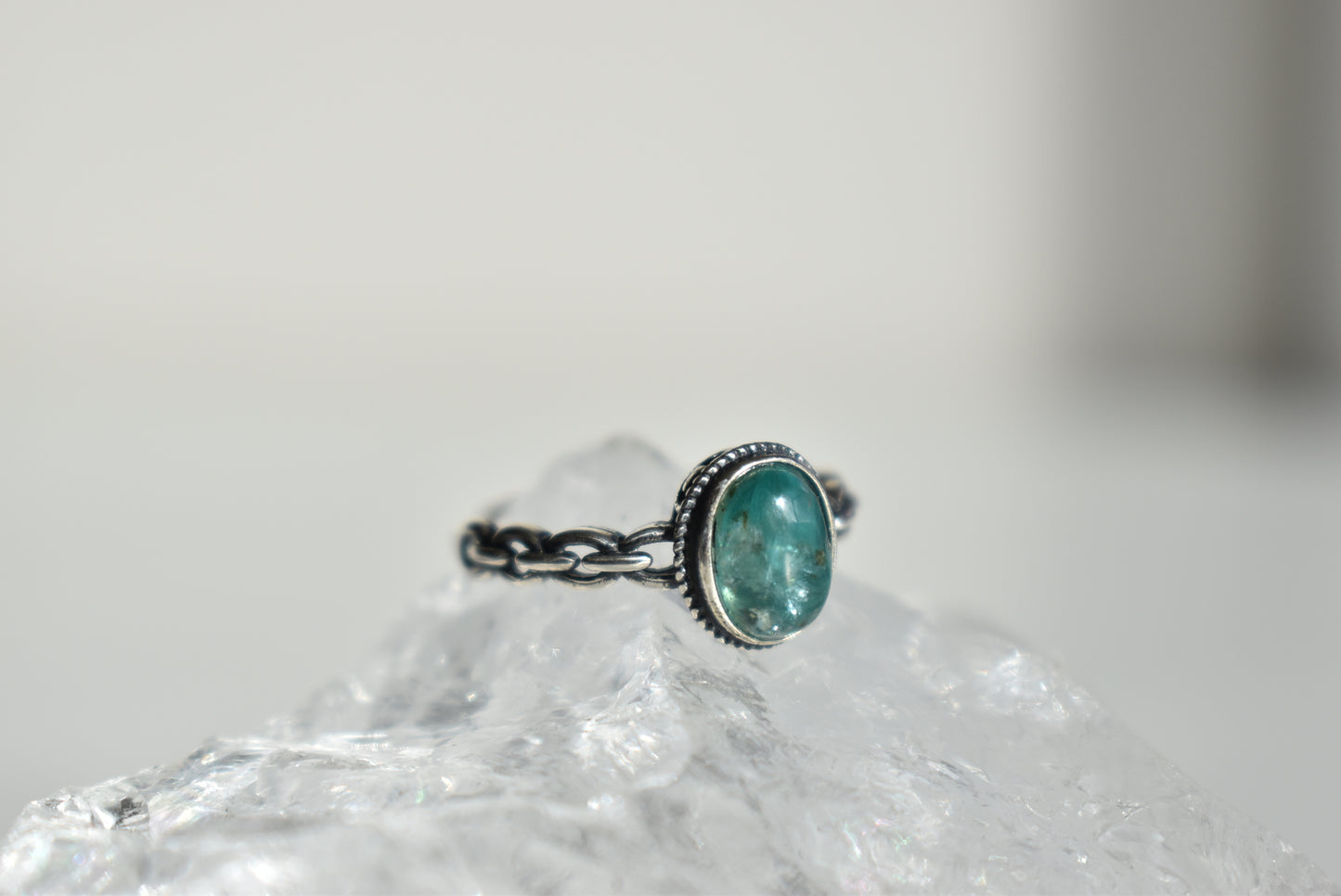 Emerald Lepidolite Sterling Sliver Ring