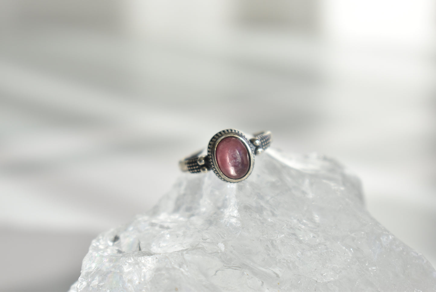 Pink Lepidolite Sterling Sliver Ring