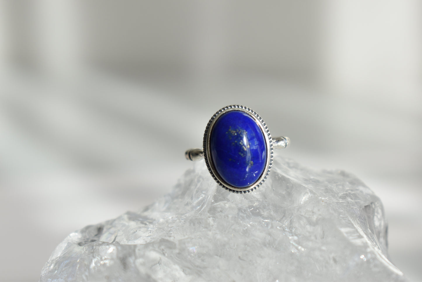 Lapis Lazuli Sterling Silver Ring Adjustable