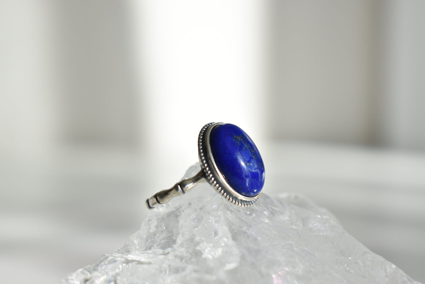 Lapis Lazuli Sterling Silver Ring Adjustable