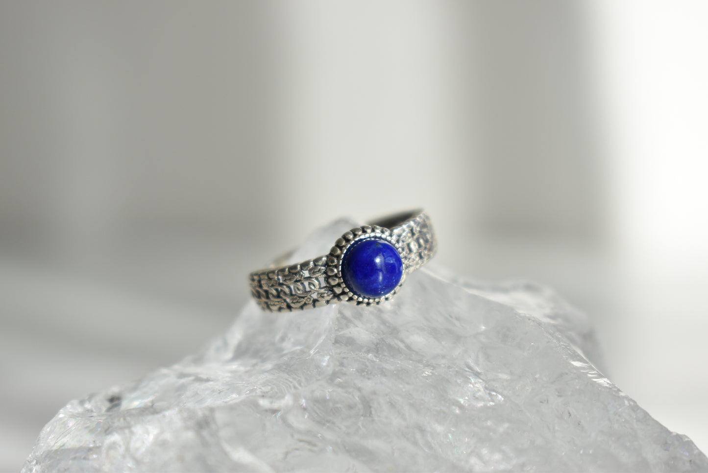 Lapis Lazuli Sterling Silver Ring Adjustable