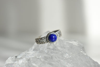 Lapis Lazuli Sterling Silver Ring Adjustable