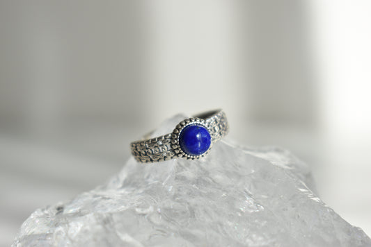 Lapis Lazuli Sterling Silver Ring Adjustable